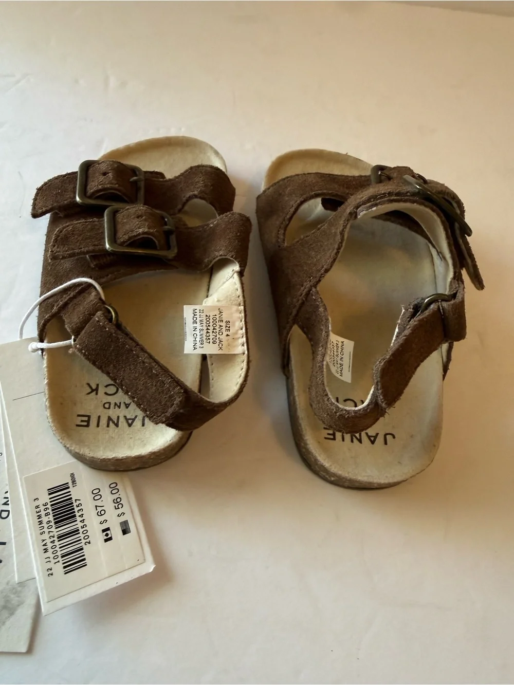 Janie and Jack Brown Suede Kids Buckle Sandals